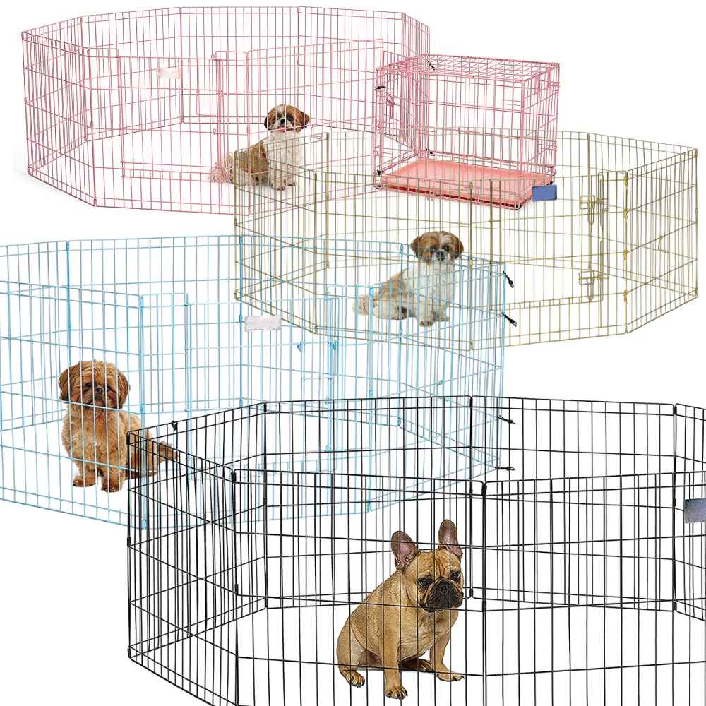 Metal Dog Exercise Pen - Gold Zinc With Door: image 3