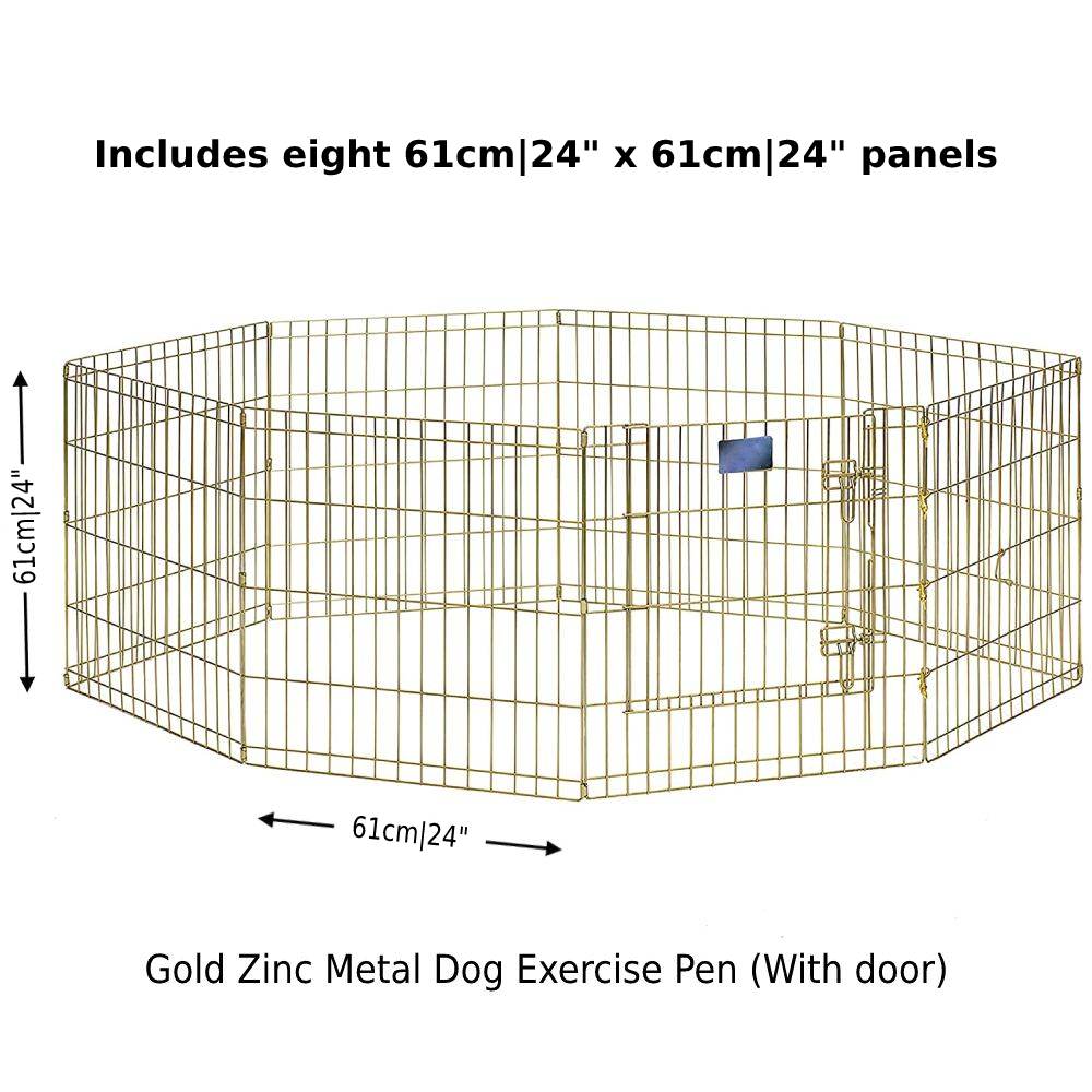 Metal Dog Exercise Pen - Gold Zinc With Door: image 1
