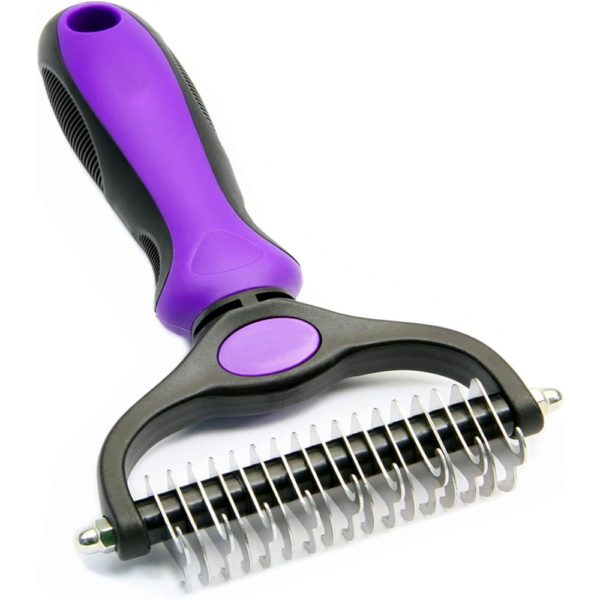 purple pet grooming brush